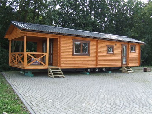 Casa móvil de madera 45 m² nueva 10x4,5m con porche convertible.