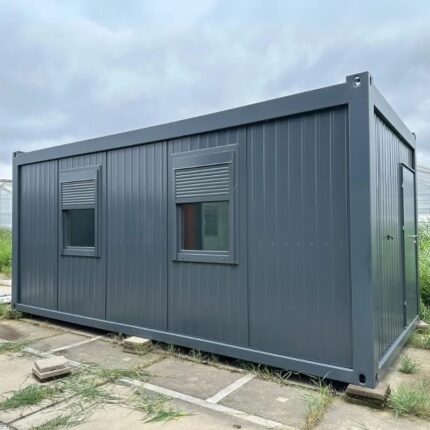 Unidad de stock 6×3 metros con ventanas lado largo izquierdo RAL 7016